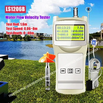 LS1206B Sıvı Akış Hızı Ölçer Su Akımı Akış Hızı Test Cihazı 0.05~8 m / s Taşınabilir Akış Ölçer 1.6 m Su geçirmez Test Çubuğu