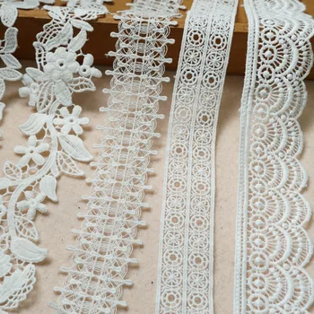 4 Metre Güzel Delikli Nakış Çiçek Dantel Beyaz Venedik Dantel Trim Gelin Giyim Süsleme Kostüm Tasarım DIY
