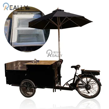 CE dondurma otomatı Bisiklet Kahve Elektrikli 3 Tekerlekli Üç Tekerlekli Bisiklet Dondurucu Pedalı Yardımcı Soğuk İçecek Suyu Bisiklet Ticari Gıda