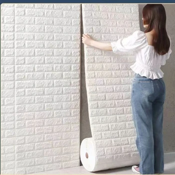 Çocuk Odası Sıcak Su Geçirmez 3D Kendinden yapışkanlı duvar çıkartmaları Sürekli Tuğla Duvar Kağıdı Oturma Odası Yatak Odası Ev Dekorasyon 1M