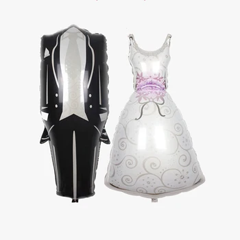 Yeni Açık Düğün Mekan Düzenleme Siyah ve Beyaz Gelin ve Damat Elbise Balon Önerisi Düğün Malzemeleri Elbise Elmas Takım Elbise